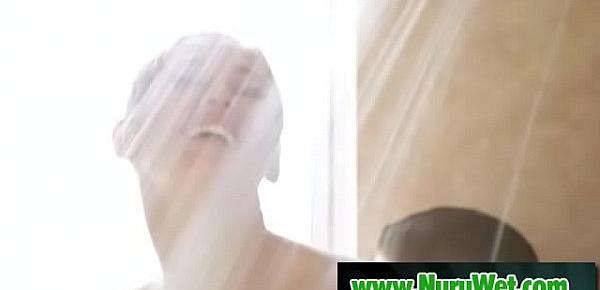  Tatooed Kleio Valentien sucking clients cock in shower